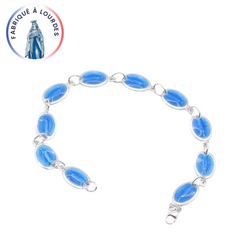 Bracelet 10 Médailles Miraculeuse, argent 925, émail Bleu, 20 cm