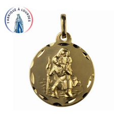 Médaille Saint Christophe or 9 carats ronde 20mm
