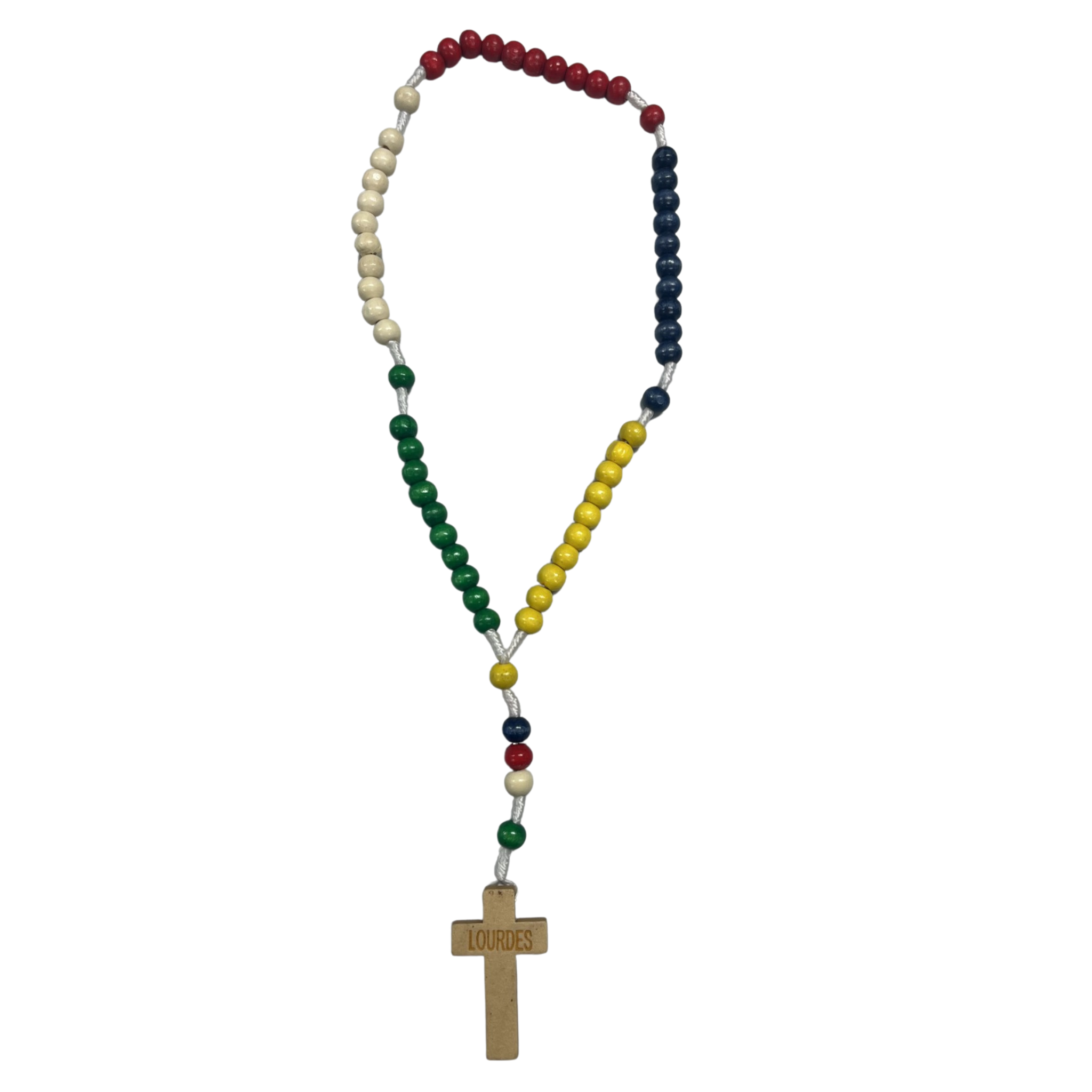 ロープに色とりどりの木製ロザリオ – SERAL I Souvenirs de Lourdes