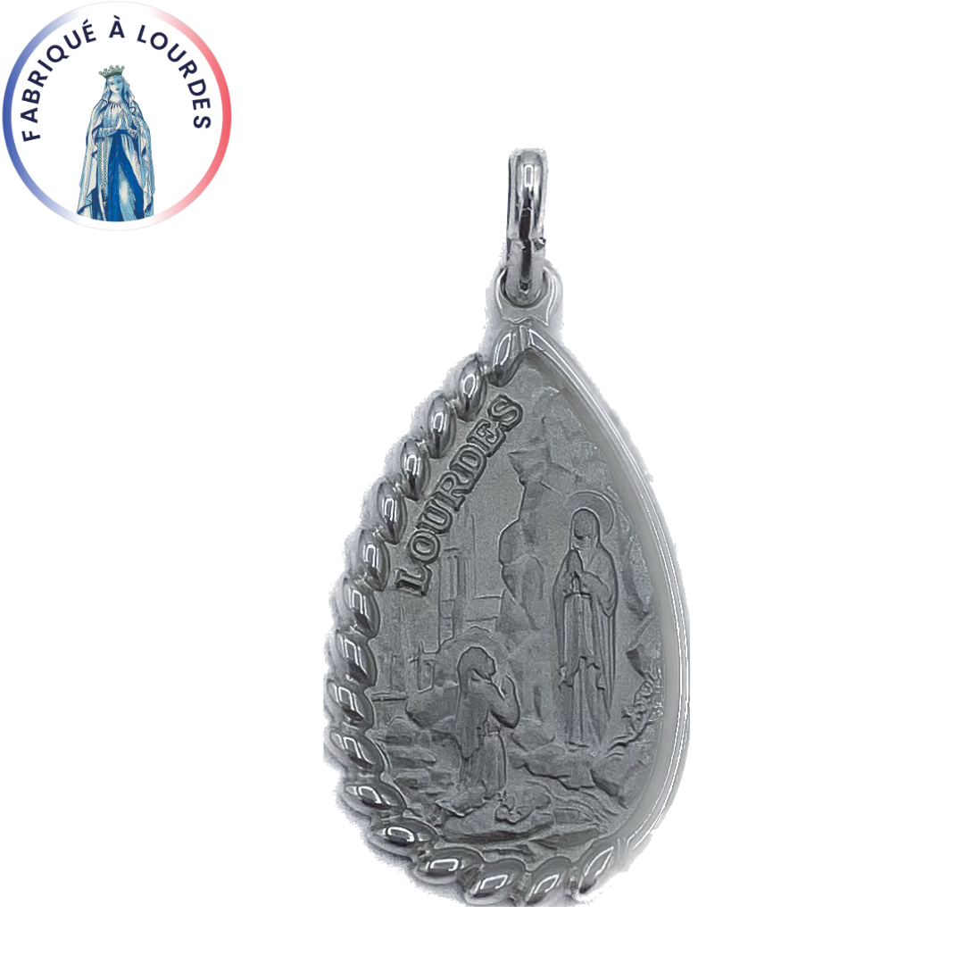Médaille apparition NGL argent 925 ovale 25 mm