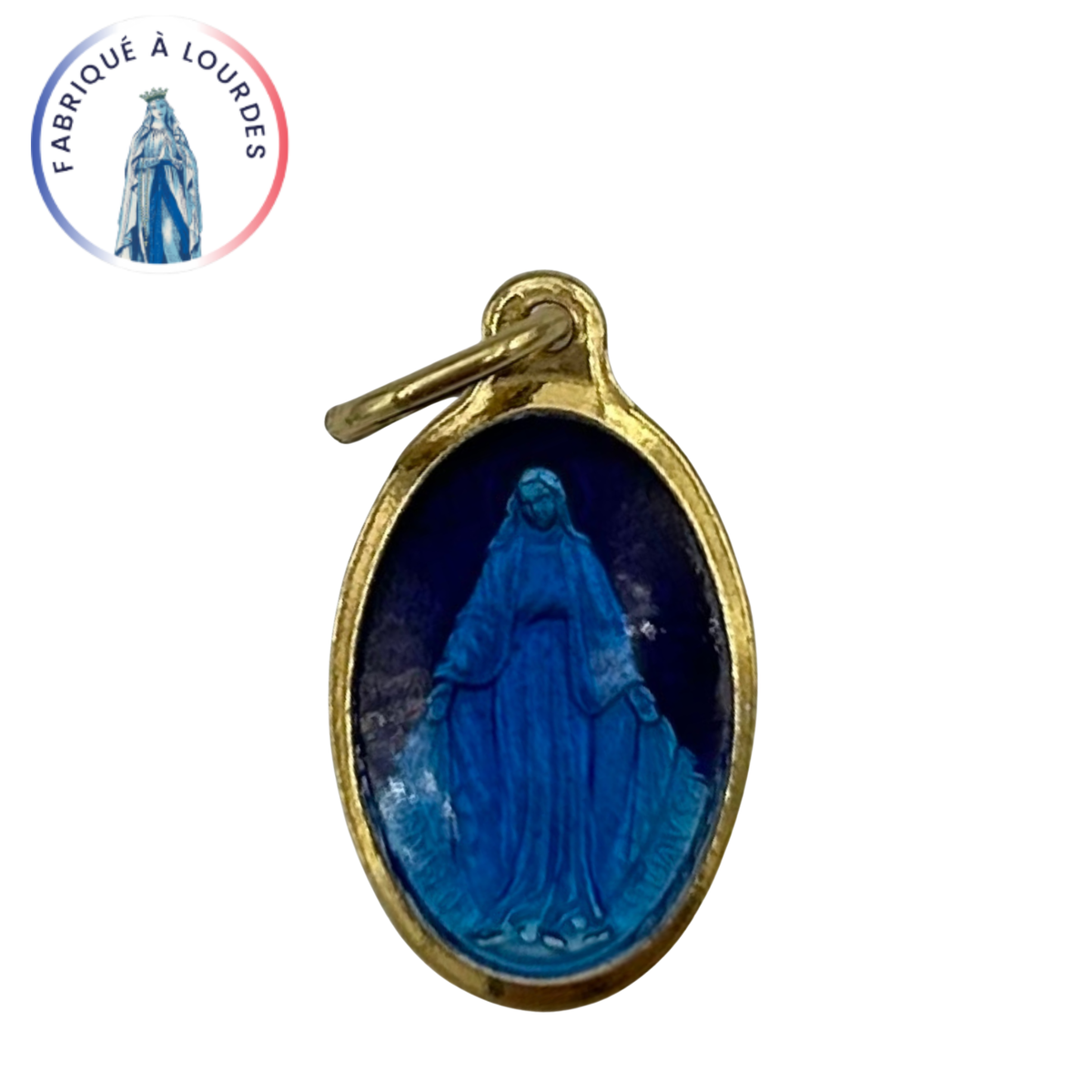 Médaille Miraculeuse, Ovale, Argent doré 925/000 émail 2 tons grand feu