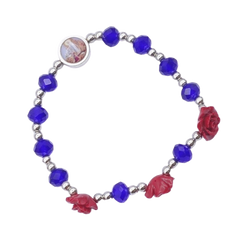 Bracciale con cristalli e rose assortite su elastico, colori a scelta (prezzo unitario)