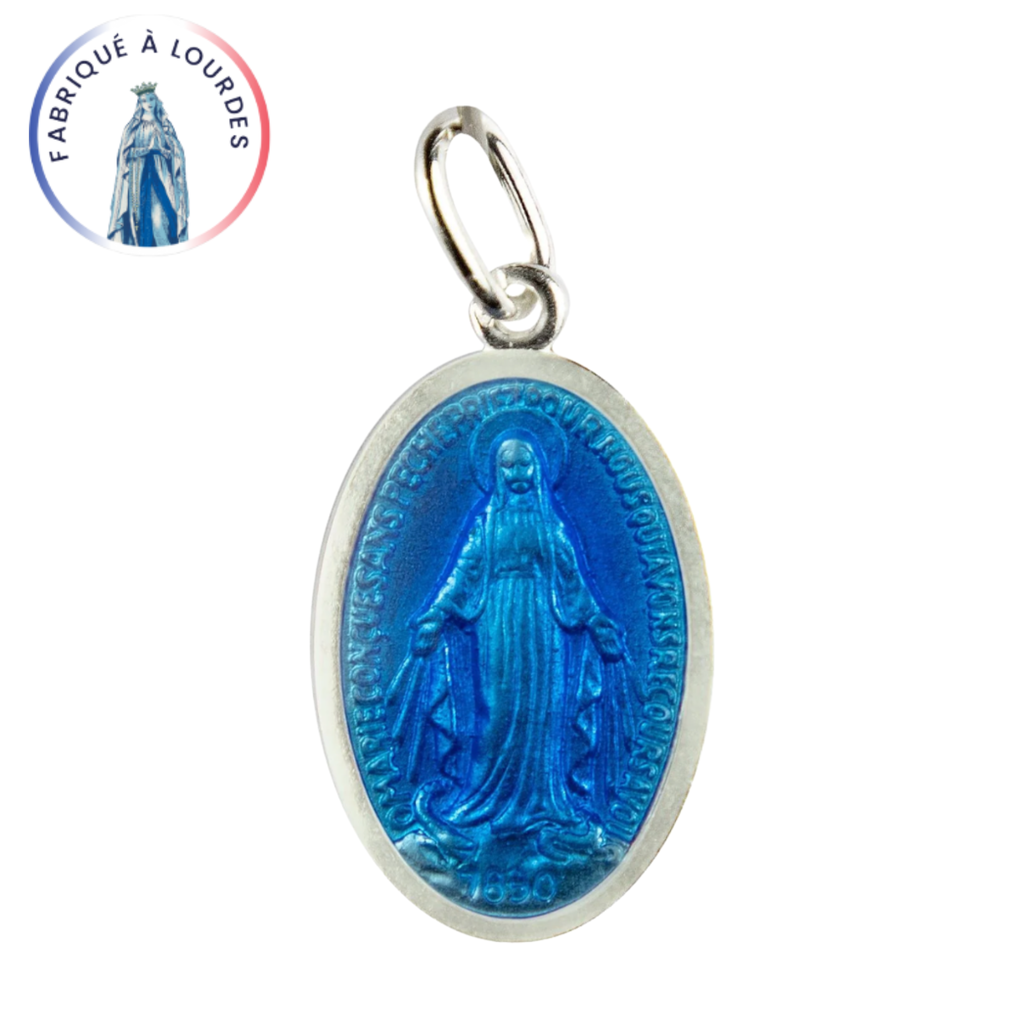 Médaille Miraculeuse, Ovale, Argent 925 & Émail Grand Feu - SERAL I Souvenirs de Lourdes