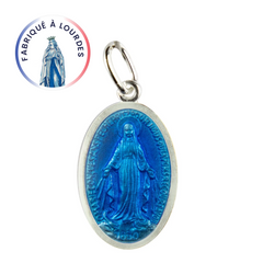 Médaille Miraculeuse Argent 925/000 ovale émail bleu - SERAL I Souvenirs de Lourdes