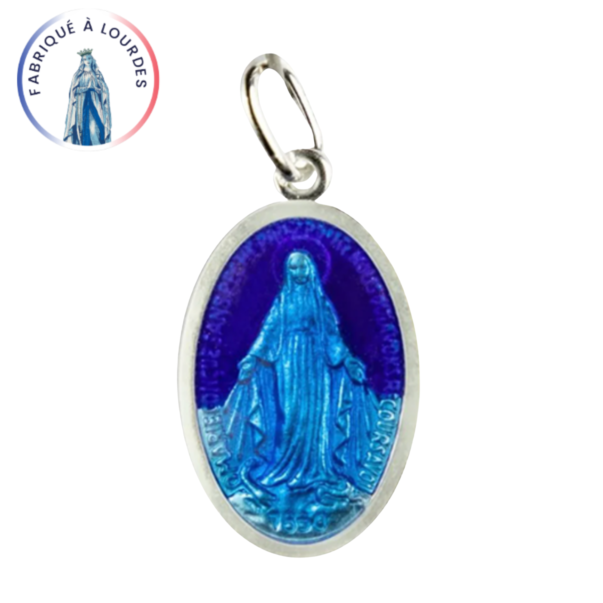 Médaille Miraculeuse, Ovale, Argent 925 & Émail Grand Feu 2 Tons - SERAL I Souvenirs de Lourdes