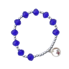 Bracciale in cristallo con perline in argento su elastico, colori a scelta (prezzo unitario)