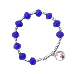 Bracelet cristal perles argentées sur élastique couleurs au choix