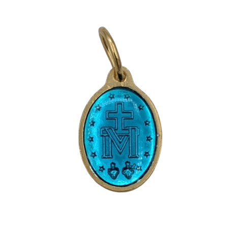 Médaille vierge ovale 20 mm dorée émail époxy – B2BSeral