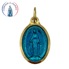 Médaille Miraculeuse, Ovale, Dorée Email Turquoise 1 Face - SERAL I Souvenirs de Lourdes