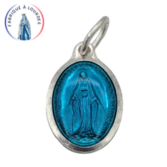 Médaille Miraculeuse, Ovale, Argentée Émail Turquoise 1 Face - 12 mm - SERAL I Souvenirs de Lourdes