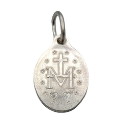 Médaille Miraculeuse, Ovale, Argentée Émail Turquoise 1 Face - 12 mm - SERAL I Souvenirs de Lourdes