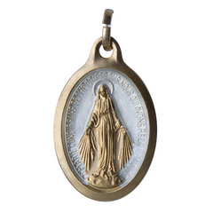 Set di 4 Medaglie della Vergine Miracolosa, dorate in oro fino 24 carati, di forma ovale e smalto bicolore. Interamente prodotto a Lourdes.