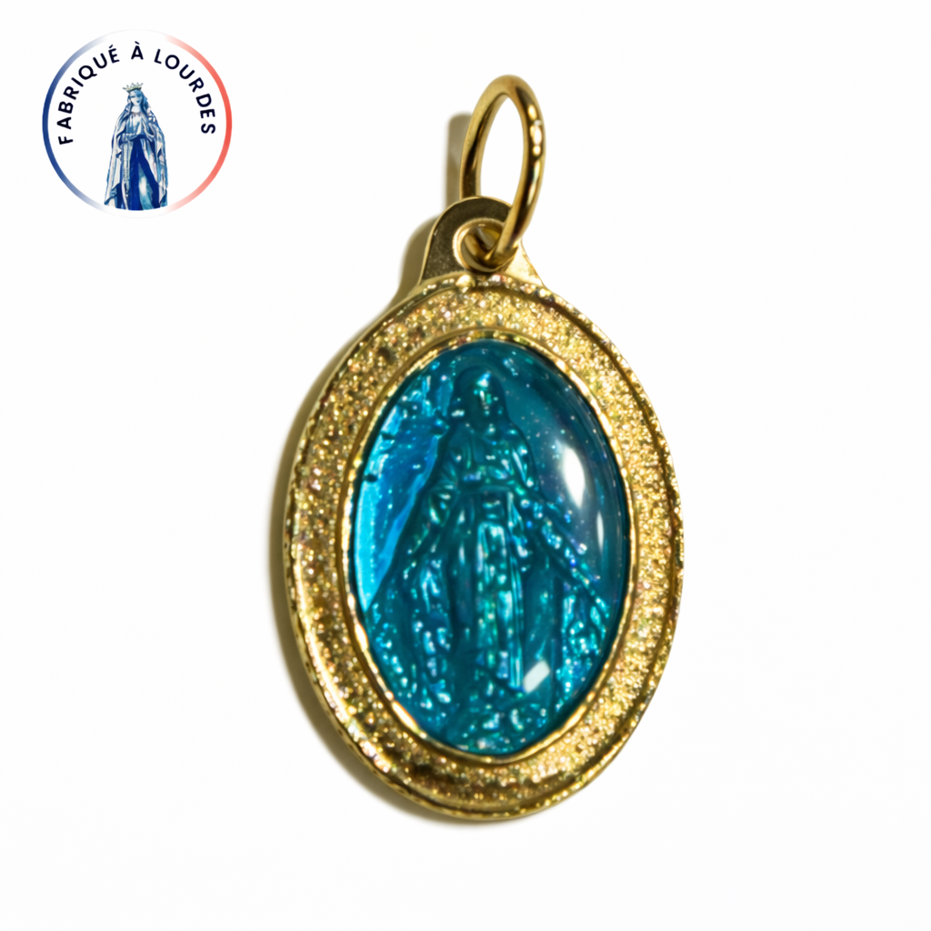 Médaille Miraculeuse, Dorée, Email Bleu - 25 mm - SERAL I Souvenirs de Lourdes