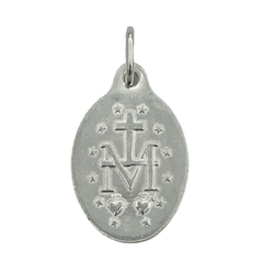 奇跡のメダル、シルバーメタル、オーバル25mm、ブルーエナメル