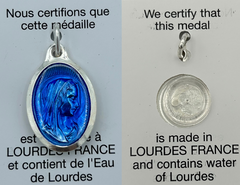 Medal of the Virgin, silver oval 25 mm, blue enamel, heavy water