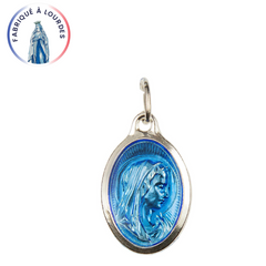 Medal of the Virgin, silver oval 25 mm, blue enamel, heavy water