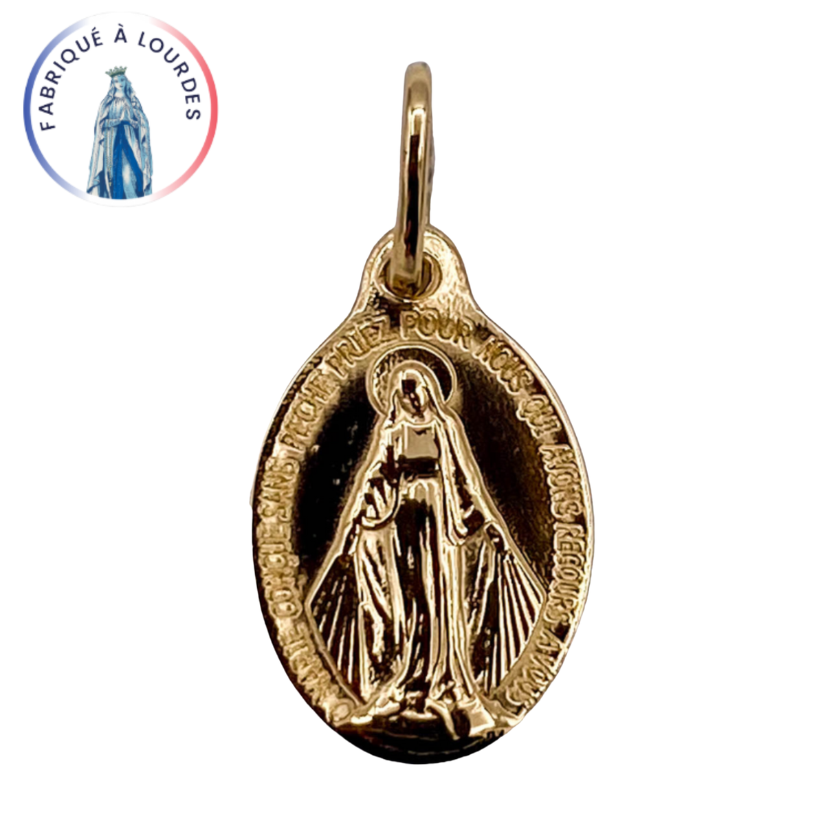 Médaille miraculeuse en or 18 carats, ovale 17 mm