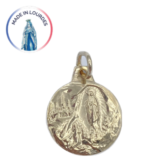 Médaille ronde plaqué or avec revers satiné - 15 mm