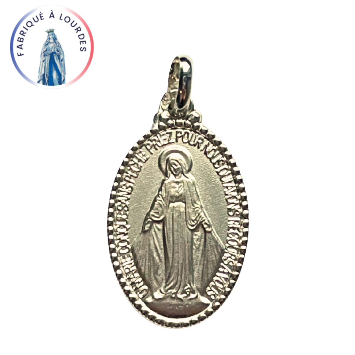 Médaille Miraculeuse, Ovale Perlée, Plaqué Or - 20 mm - SERAL I Souvenirs de Lourdes