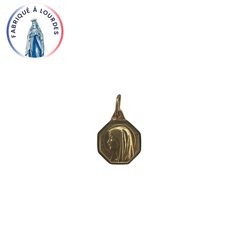 Medalla Virgen de perfil, bañada en oro, octogonal 8 mm.