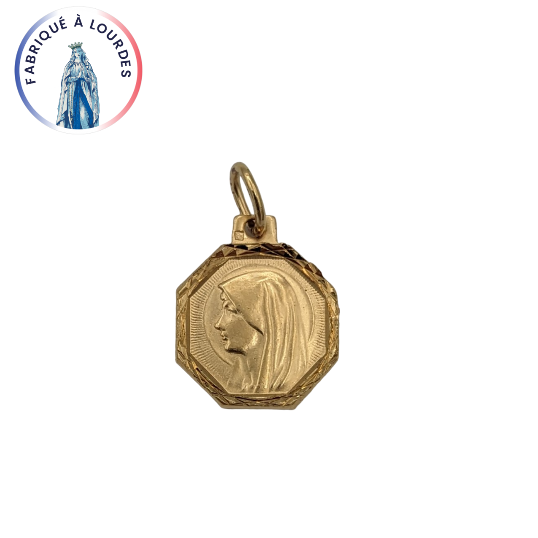 Médaille plaquée or octogonale 15mm