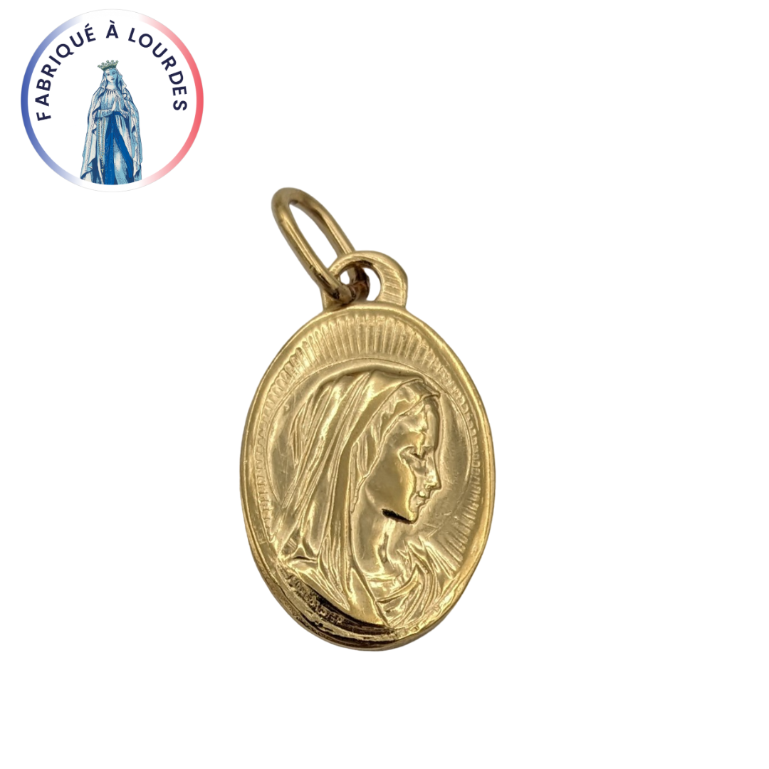 Médaille Vierge plaquée or ovale - 20mm