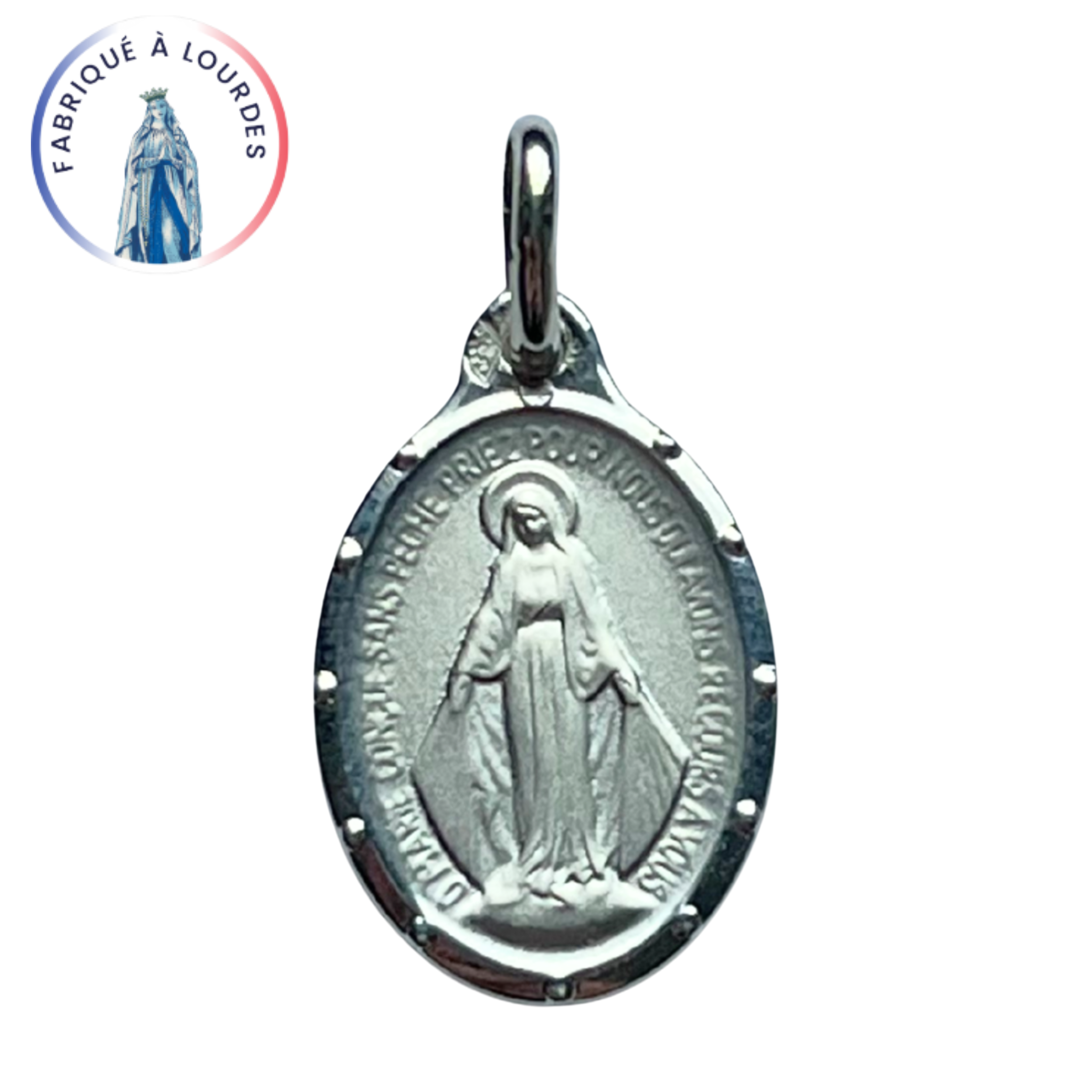 Médaille Miraculeuse, Ovale 12 points, Argent 925/000 - 17 mm - SERAL I Souvenirs de Lourdes