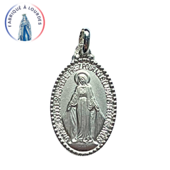 Médaille Miraculeuse, Ovale Perlée, Argent 925/000 - 20 mm - SERAL I Souvenirs de Lourdes