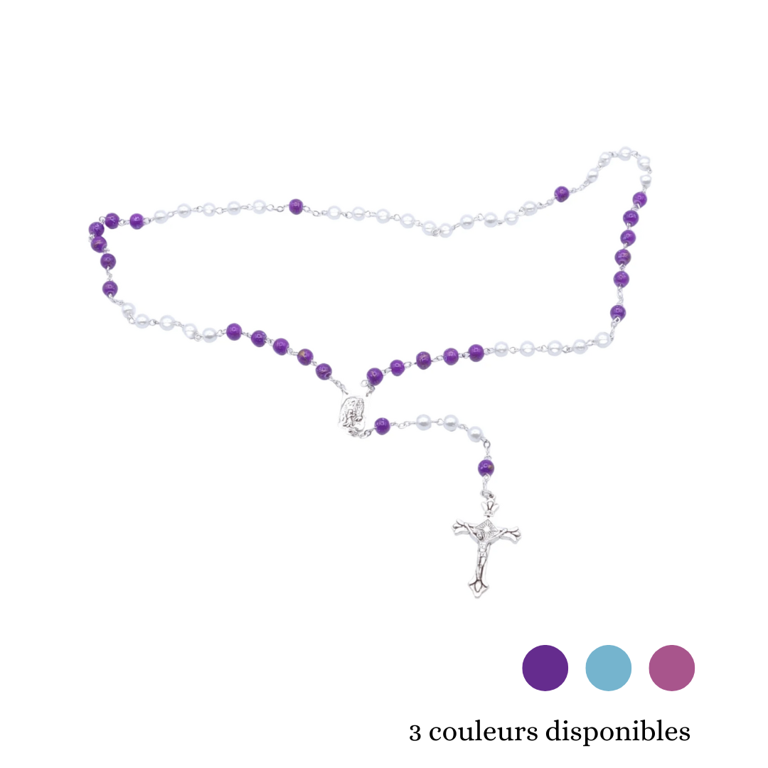 Bead rosary - amethyst glass paste