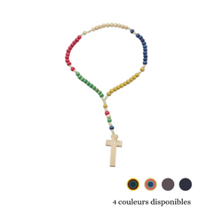 Wooden mission rosary on rope