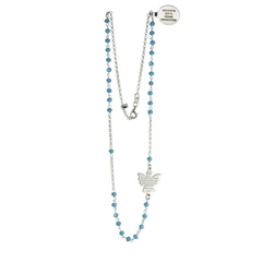 Chapelet collier argent 925 perle cristal avec colombe de la paix - 2 couleurs au choix (prix à l'unité)