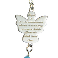 Chapelet collier argent perle cristal avec colombe de la paix - 2 couleurs au choix