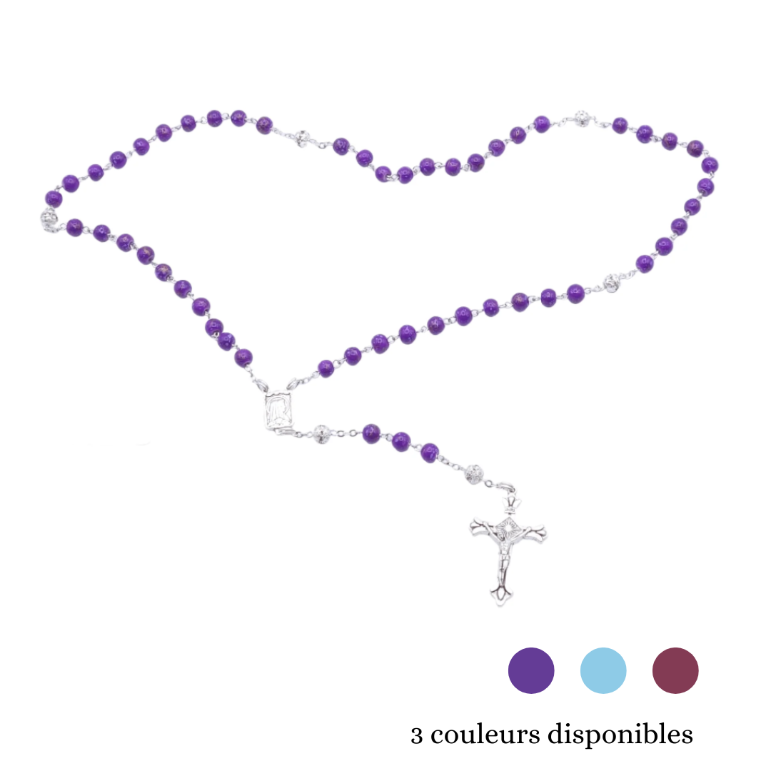 Speckled amethyst pater rhinestone rosary