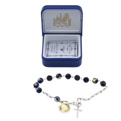 Bracelet argent perle cristal 19 cm + breloque croix - 4 couleurs au choix