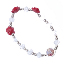 Bracelet cristal et roses assortis sur élastique couleur au choix