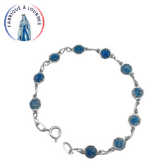 Ten bracelet, made up of 10 medals, in silver metal, blue grand feu enamel