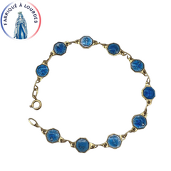 Ten bracelet, made up of 10 medals, in gold metal, blue grand feu enamel