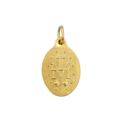 奇跡のメダル、上質な 24 カラットの金で金メッキ、楕円形 12 mm、青いエナメル