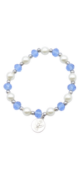 Bracciale con cristalli e perle su elastico due colori a scelta (prezzo unitario)