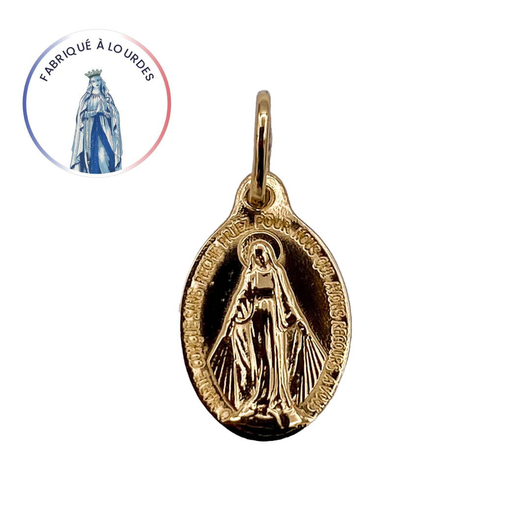 Medaglia Miracolosa in oro 18 carati, ovale 12 mm
