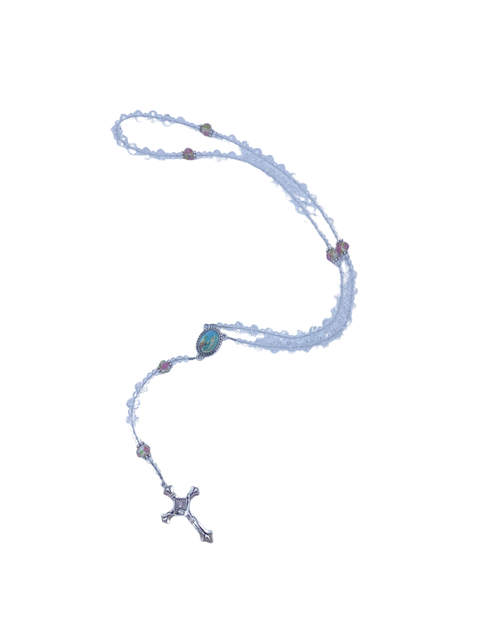 Rosary with turquoise flowers pater