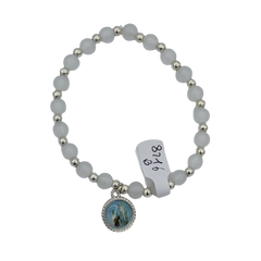 Bracelet verre 6mm avec une médaille de Lourdes ( 5 couleurs au choix )