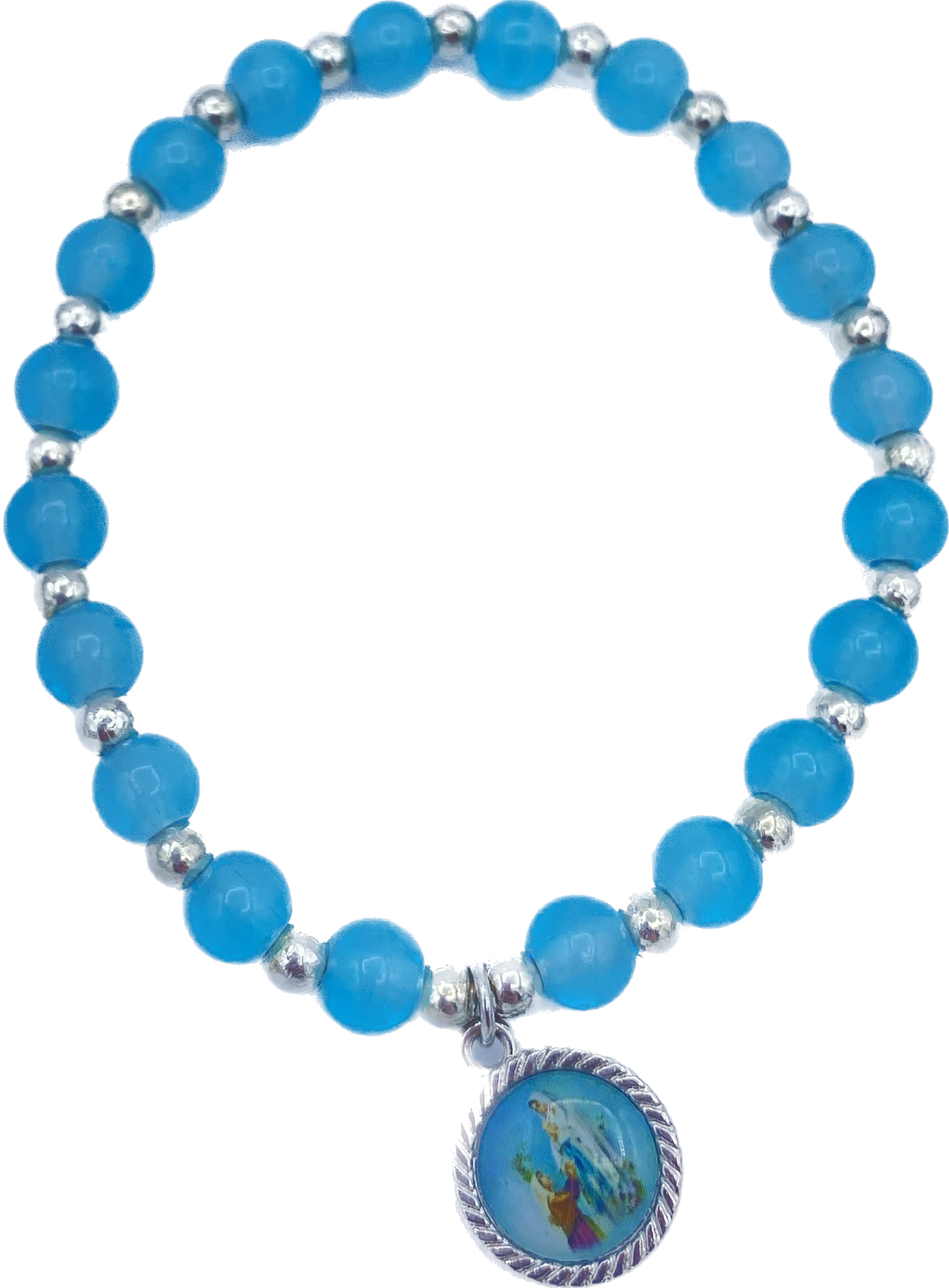 Bracelet verre 6mm avec une médaille de Lourdes - SERAL I Souvenirs de Lourdes