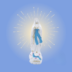 Statue de la Vierge Notre Dame de Lourdes, sur un rocher décorée, Résine, Blanche - 10->42 cm - SERAL I Souvenirs de Lourdes