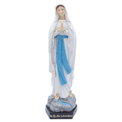 Statue de la Vierge Notre Dame de Lourdes, sur Socle Hexagonal, Résine, Colorée - 15->50 cm - SERAL I Souvenirs de Lourdes