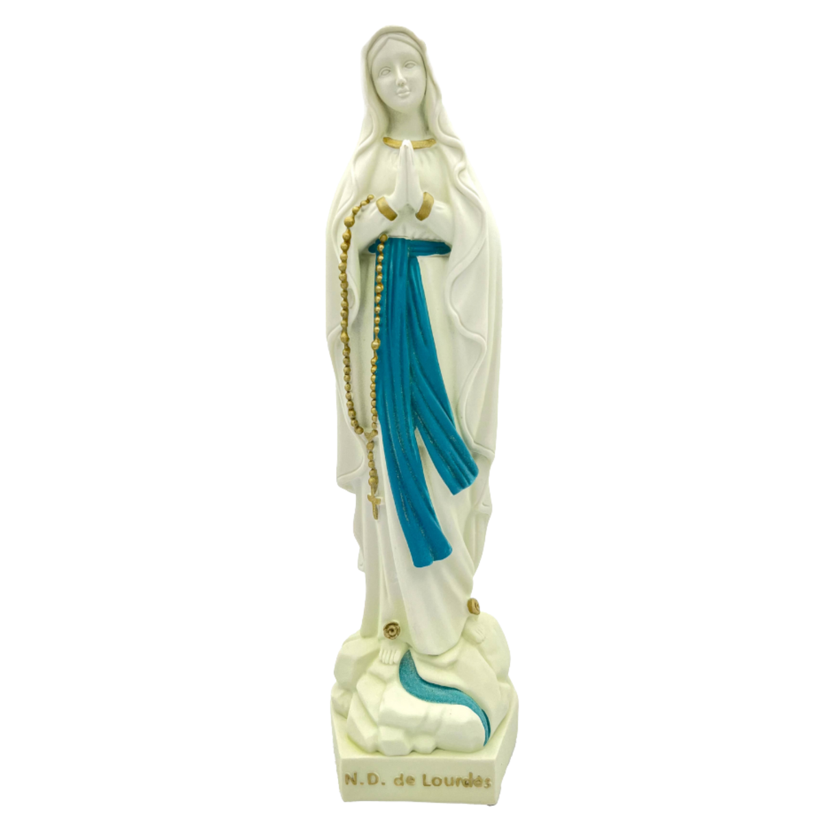 Statue de la Vierge Notre Dame de Lourdes, sur un Socle Octogonal, Résine, Blanche & Lumineuse - 15->30 cm - SERAL I Souvenirs de Lourdes