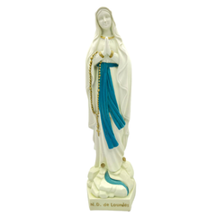 Statue de la Vierge Notre Dame de Lourdes, sur un Socle Octogonal, Résine, Blanche & Lumineuse - 15->30 cm - SERAL I Souvenirs de Lourdes