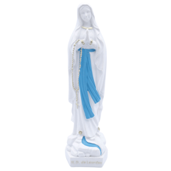 Statue de la Vierge Notre Dame de Lourdes, sur Socle Hexagonal, Résine, Blanche - 15->50 cm - SERAL I Souvenirs de Lourdes