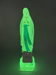 Virgen Luminosa 15 a 30 cm Nuestra Señora de Lourdes base hexagonal