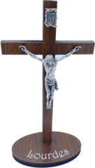 WOODEN CROSS WITH HEAVY OVAL BASE